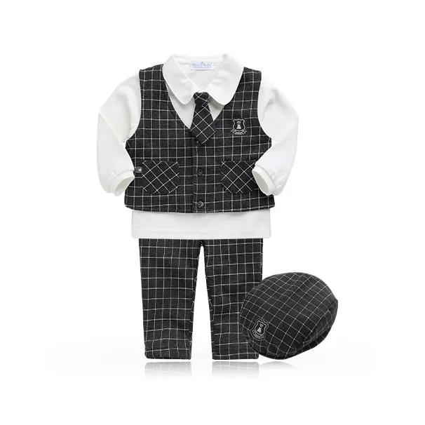 Baby Boys' Classic Fit Formal Black Dress Suit 5PC Set-Mk