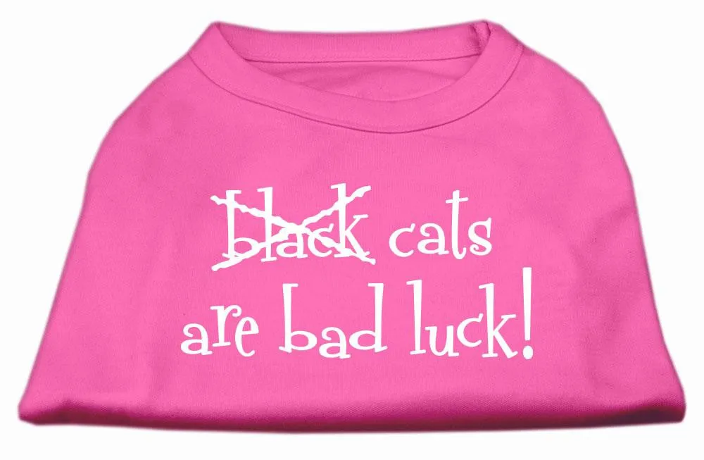 Black Cats are Bad Luck Screen Print Shirt Bright Pink XS (8)