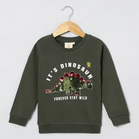 BYB PREMIUM OLIVE SEQUENCE COTTON SWEAT SHIRT FOR UNISEX