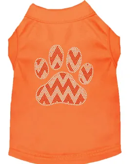 Candy Cane Chevron Paw Rhinestone Dog Shirt Orange Lg (14)