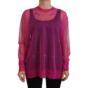 Dolce & Gabbana Fuchsia Polyester Crewneck Pullover Sweater