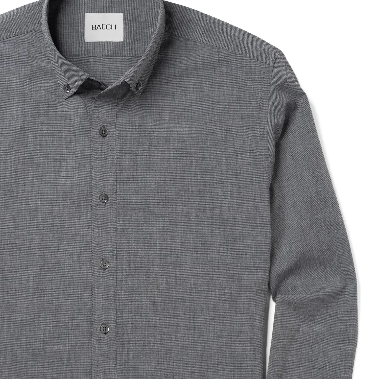 Essential Button Down Collar Casual Shirt - Titanium Gray Cotton End-on-end