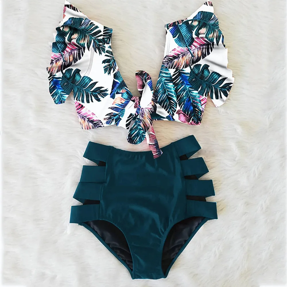 High Waist Two Piece Floral Swimsuit