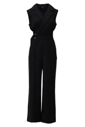 K Design Black Jumpsuit With Belt