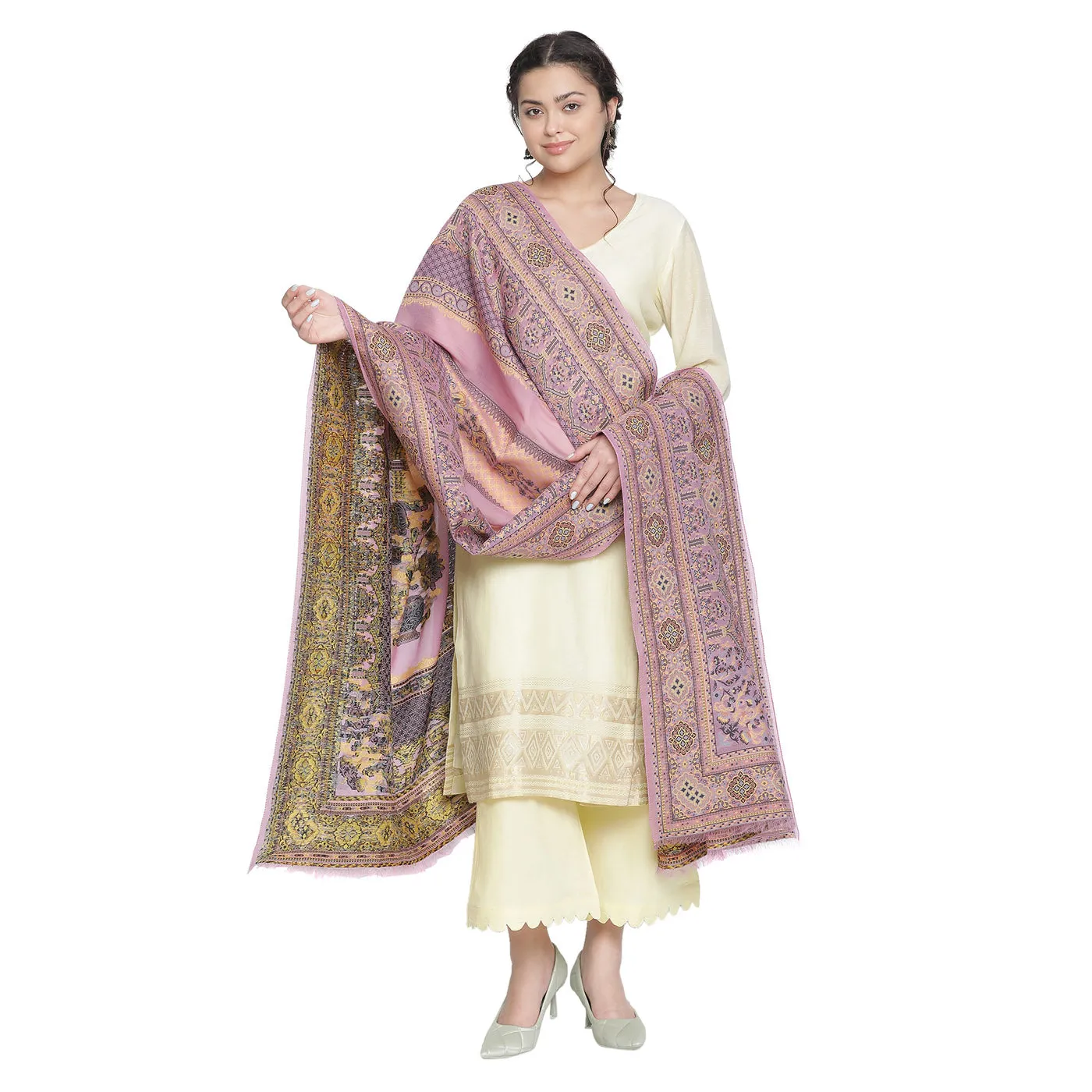 Lemon Woven Design Cotton Silk Unstitched Suit Co-ords Set