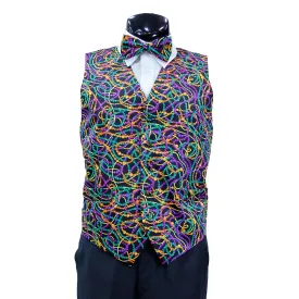 Mardi Gras Vest with matching Bow Tie  #5 (Beads)