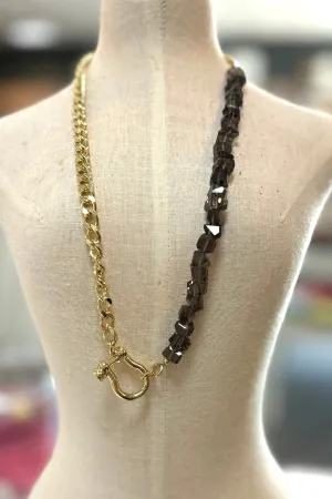 Mini Smoky Quartz and Shackle Clasp Necklace