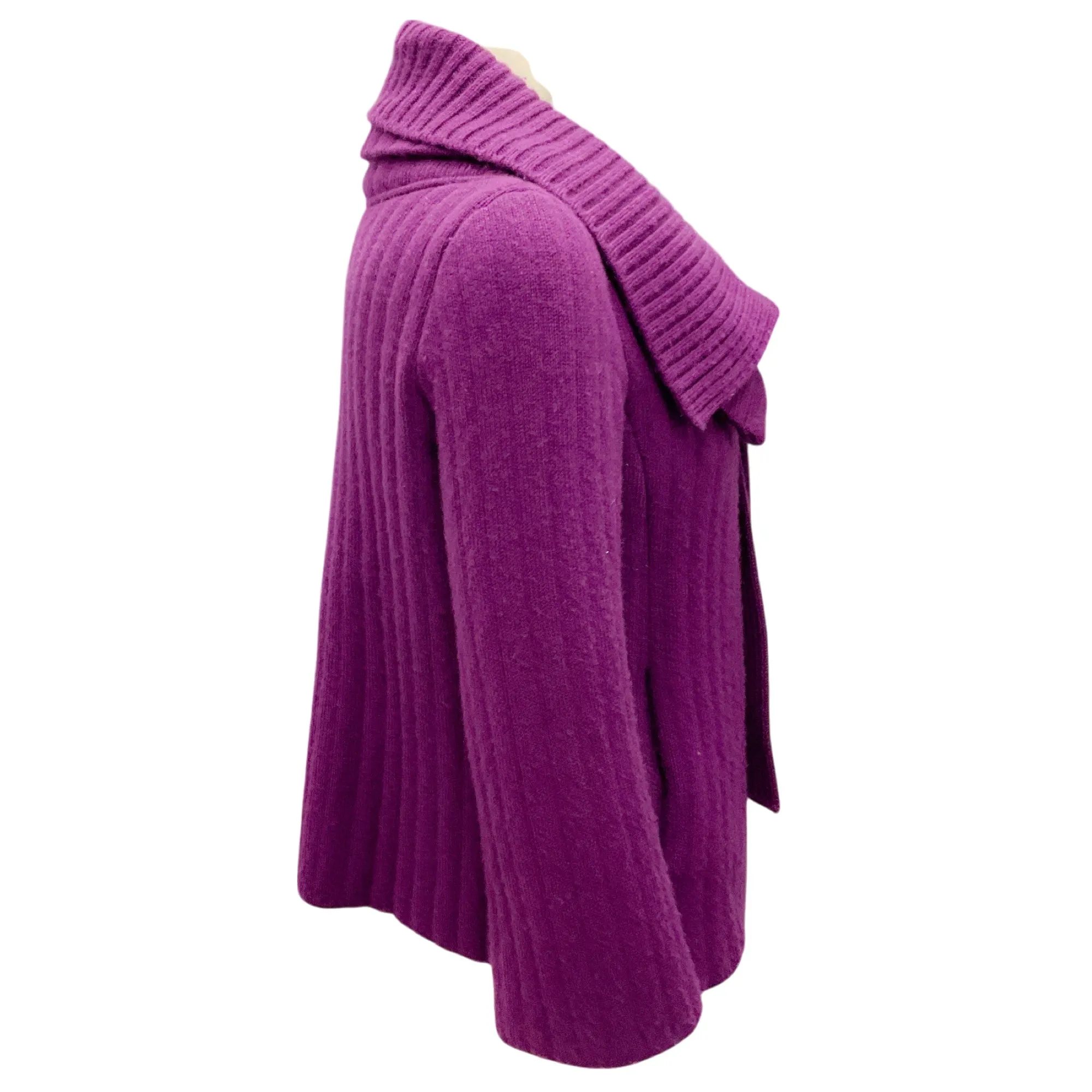 Oscar de la Renta Purple Fall 2008 Ribbed Knit Cashmere Cardigan Sweater