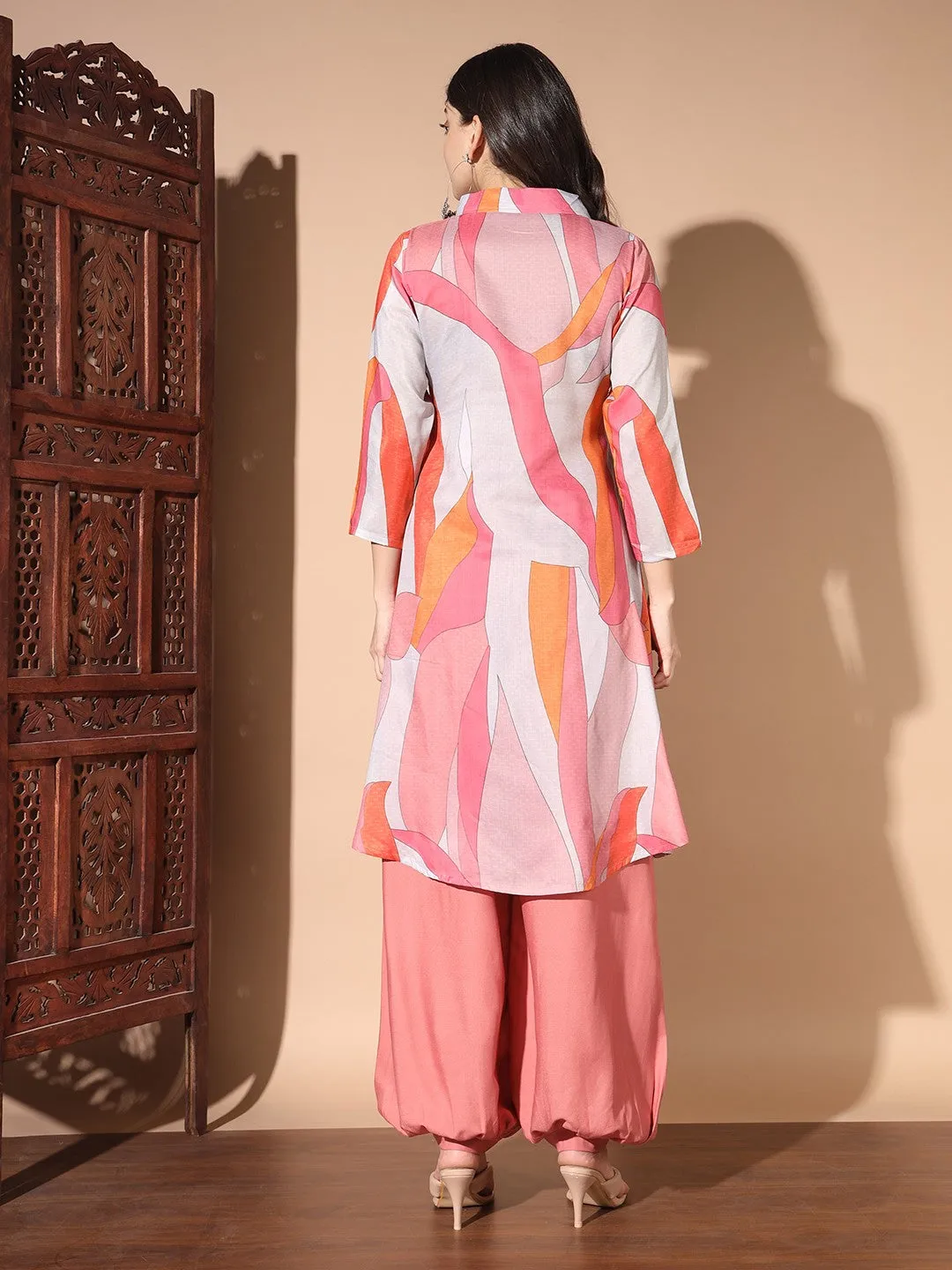 Pink Colour Digital Print Casual Kurta With Patiyala Set