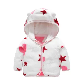 STARRY ZIPPER PREMIUM WINTER FLEECE JACKET - WHITE