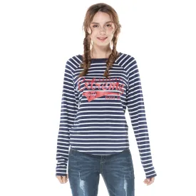 Women's Stripe Raglan Sweatshirt S M L XL Pink Navy Grey