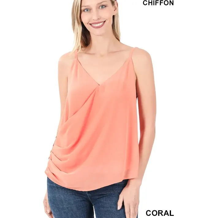 Woven Double Layer Chiffon Spaghetti Top